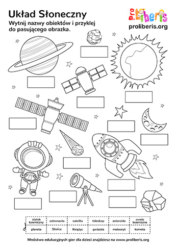 układ słoneczny - karty pracy dla dzieci