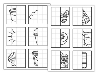 Symetryczne rysowanie - karty pracy dla dzieci