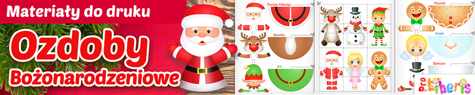 Boże Narodzenie – ozdoby Bożonarodzeniowe na choinkę - materiały do druku dla dzieci