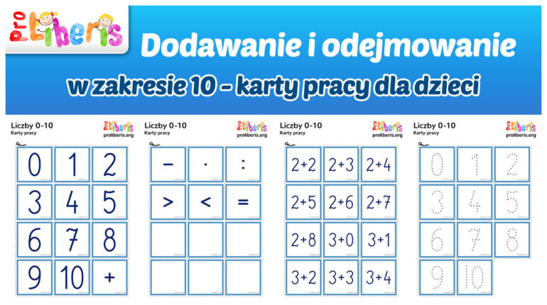 Dodawanie i odejmowanie w zakresie 10 - karty pracy dla dzieci | Pro